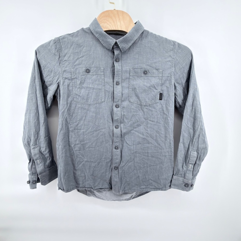 KUIU Mens Large Gray Long Sleeve Button Up Outdoor Work Utility Shirt Flannel
